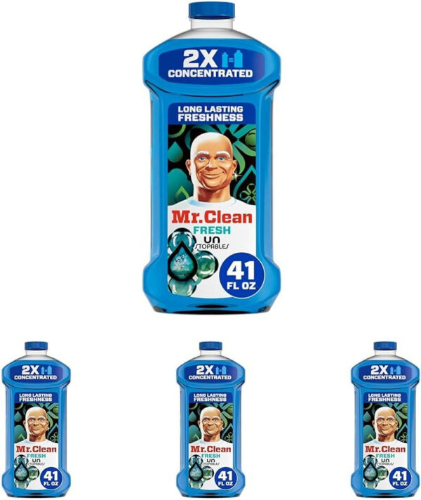Mr. Clean All Purpose Cleaner, Floor Cleaner for Mopping Home, Bathroom, & Kitchen, Cleaning Liquid for Mop & Bucket, Cleaning Supplies, Multi-Surface Dilutable, Unstopables, 41oz