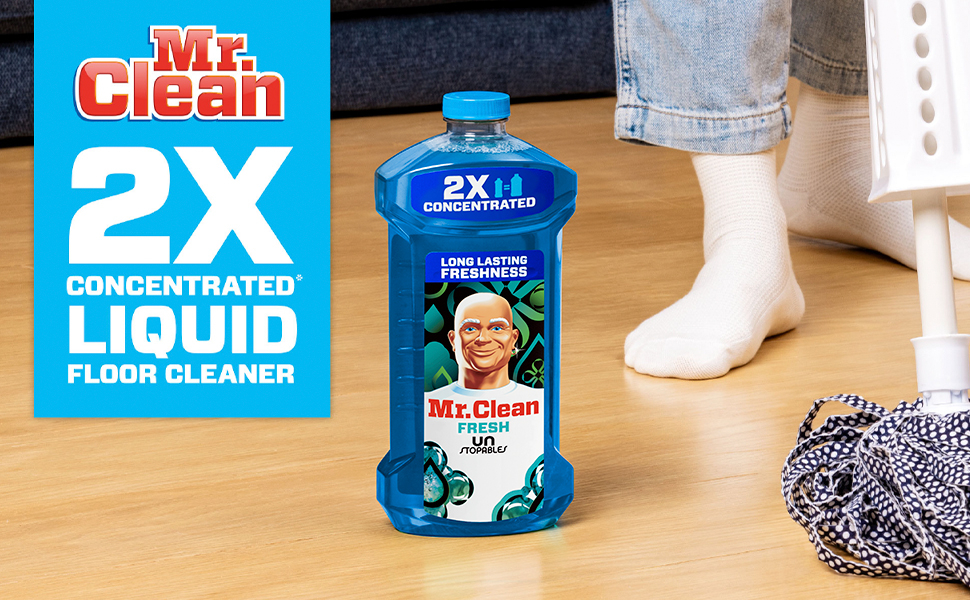 Mr. Clean Multi Surface Cleaner with Unstopables Fresh Scent - 2x Concentrated Liquid Floor Cleaner