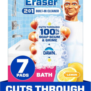 Mr. Clean Magic Eraser Sponge, Bathroom Cleaner, Soap Scum Shower & Tub Cleaner, 2 in 1 Bath, 7ct