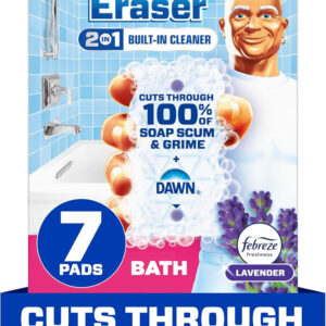 Mr. Clean Magic Eraser Sponge, Bathroom Cleaner, Soap Scum Shower & Tub Cleaner, 2 in 1 Bath, 7ct