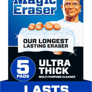 Mr. Clean Magic Eraser Ultra Thick Multi Purpose Cleaner, Bathroom Cleaning Supplies, Magic Eraser Sponge Multi Surface Cleaner, 5ct