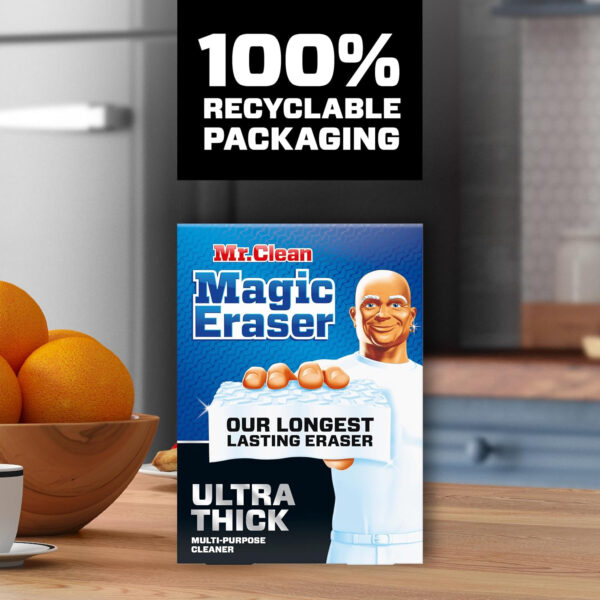 Mr. Clean Magic Eraser Ultra Thick Multi Purpose Cleaner, Bathroom Cleaning Supplies, Magic Eraser Sponge Multi Surface Cleaner, 5ct