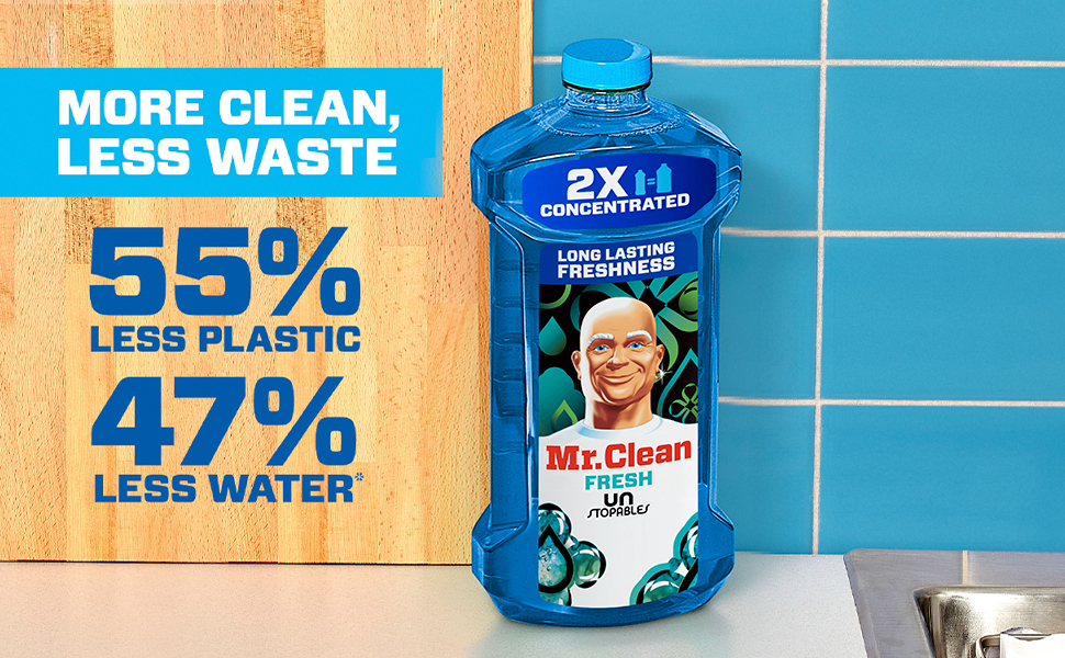 Mr. Clean Multi Surface Cleaner with Unstopables Fresh Scent - More Clean, Less Waste