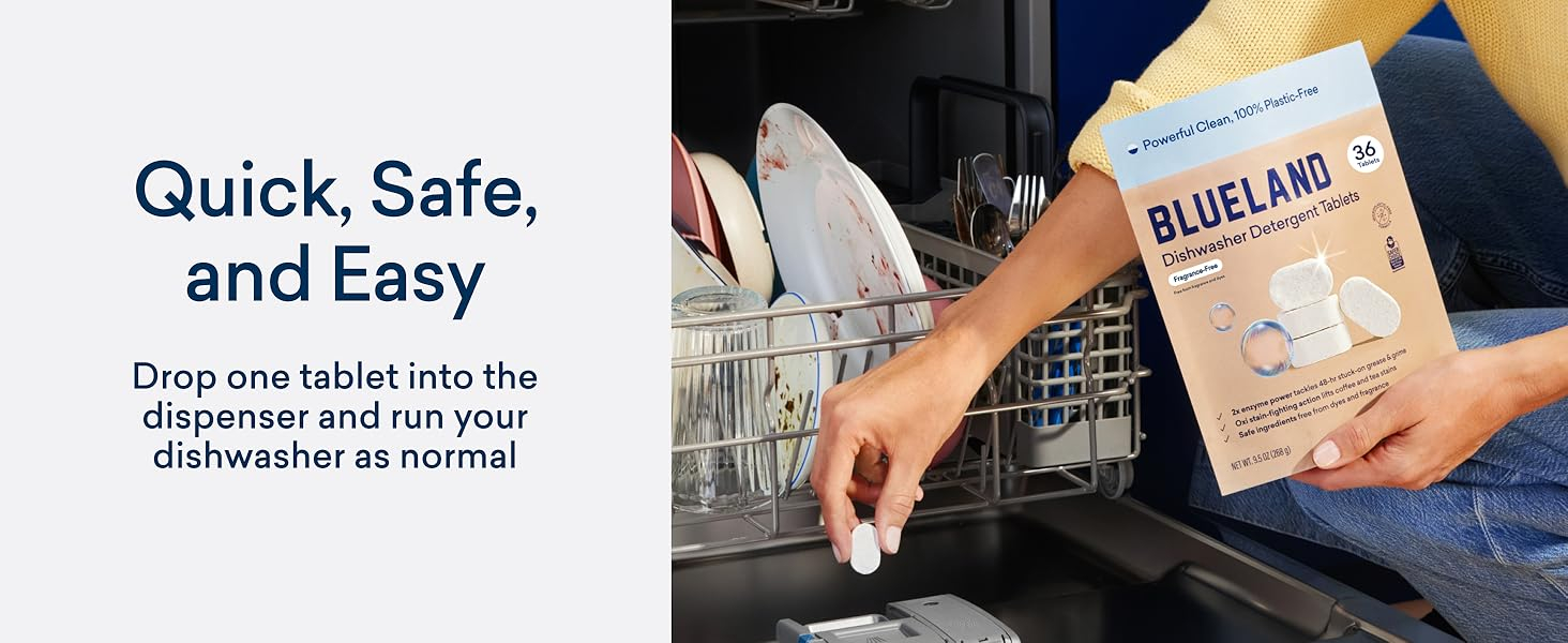 User inserting dishwasher tablet into dishwasher