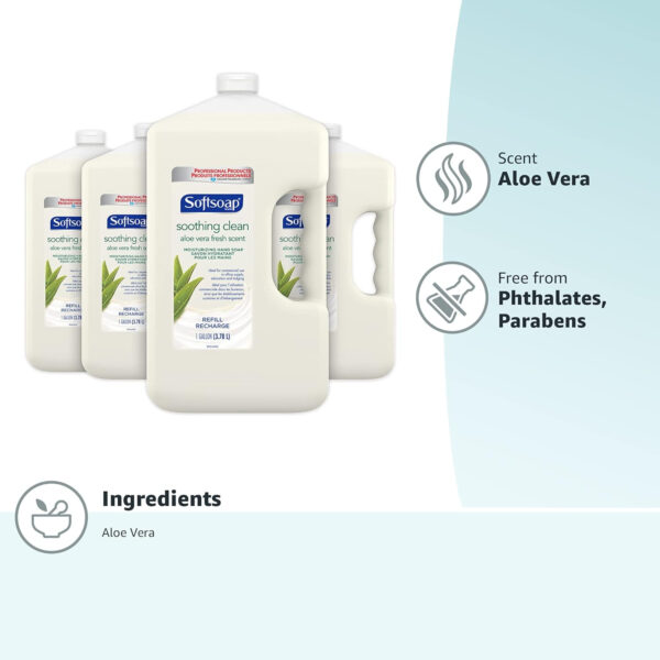 Softsoap Liquid Hand Soap Refill, Soothing Clean, Aloe Vera Fresh Scent - 1 gallon, Pack of 4