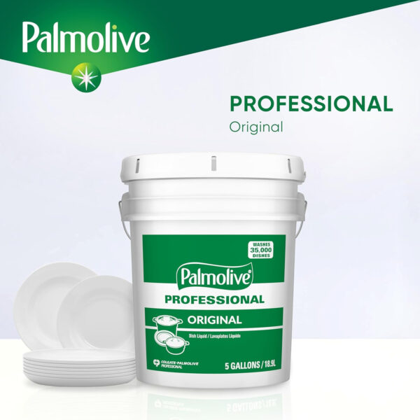 PALMOLIVE Professional Dishwashing Liquid, Dish Soap, Dish Liquid Soap, Phosphate Free, pH Balanced, Dishwasher Cleaner, 5 Gallon Bucket (Part Number: 204917), 10035110049172