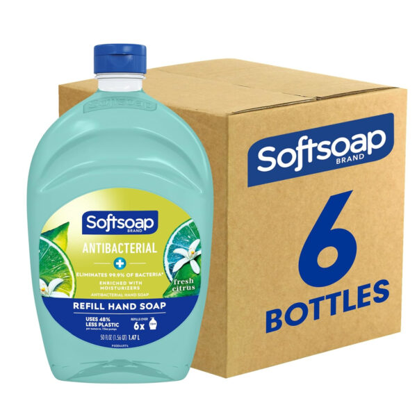Softsoap - US05266A SOFTSOAP Antibacterial Liquid Hand Soap Refill, Fresh Citrus, 50 Ounce Bottle, Bathroom Soap, Bulk Soap, Moisturizing Antibacterial Hand Soap (Pack of 6)