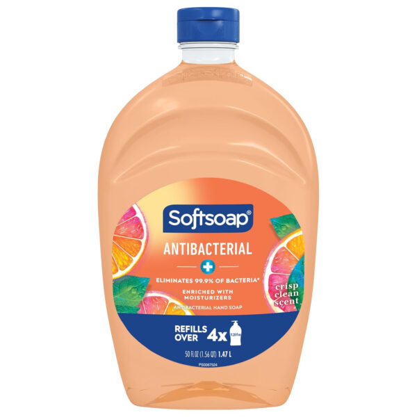 Softsoap Antibacterial Hand Soap Liquid Refill, Crisp Clean, 50oz, Bathroom Soap, Bulk Soap, Moisturizing, Pack of 6 (US05261A)