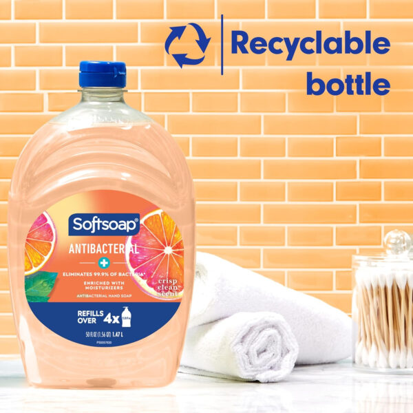 Softsoap Antibacterial Hand Soap Liquid Refill, Crisp Clean, 50oz, Bathroom Soap, Bulk Soap, Moisturizing, Pack of 6 (US05261A)
