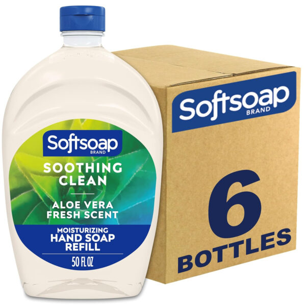 Softsoap - US05264A SOFTSOAP Liquid Hand Soap Refill, Soothing Aloe Vera, 50 Ounce Bottle, Bathroom Soap, Bulk Soap, Moisturizing Hand Soap, Premium Scented Hand Soap (Pack of 6) Packaging May Vary
