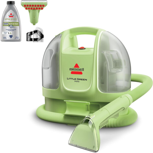 BISSELL Little Green Mini Limited Edition Color Lake Blue, 4075F + Bissell Professional Spot and Stain + Oxy Portable Machine Formula, 32 oz, Single, 32 Fl Oz