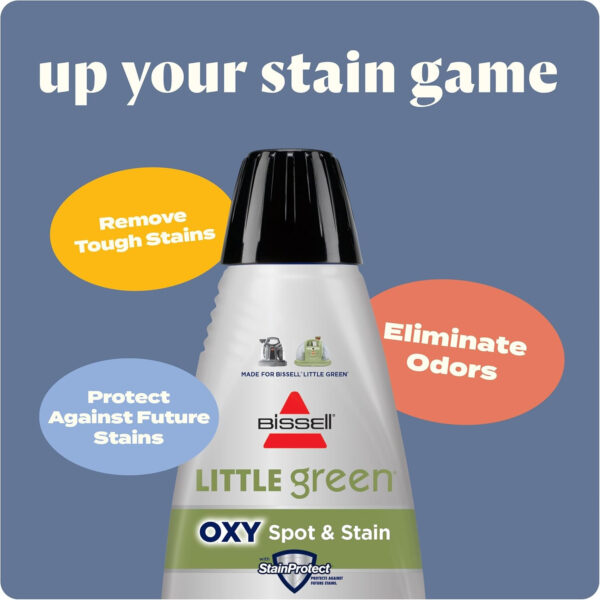 BISSELL Little Green Mini Limited Edition Color Lake Blue, 4075F + Bissell Professional Spot and Stain + Oxy Portable Machine Formula, 32 oz, Single, 32 Fl Oz