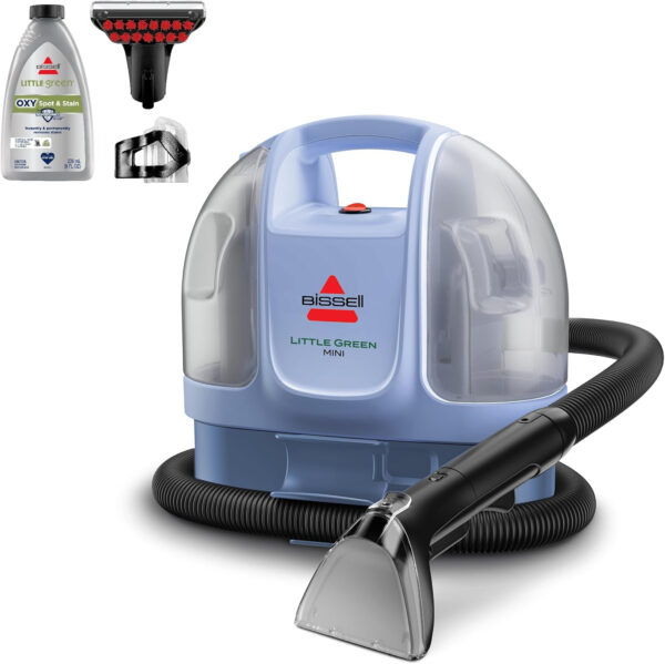 BISSELL Little Green Mini Limited Edition Color Lake Blue, 4075F + Bissell Professional Spot and Stain + Oxy Portable Machine Formula, 32 oz, Single, 32 Fl Oz