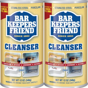 Bar Keepers Friend Powder Cleanser (2 x 12 oz) Multipurpose Cleaner, Stain & Rust Remover for Bathroom, Kitchen & Outdoor Use on Stainless Steel, Aluminum, Brass, Tile, Ceramic, Porcelain & More
