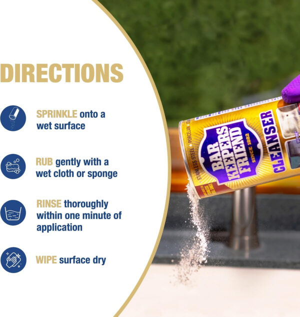 Bar Keepers Friend Powder Cleanser (2 x 12 oz) Multipurpose Cleaner, Stain & Rust Remover for Bathroom, Kitchen & Outdoor Use on Stainless Steel, Aluminum, Brass, Tile, Ceramic, Porcelain & More