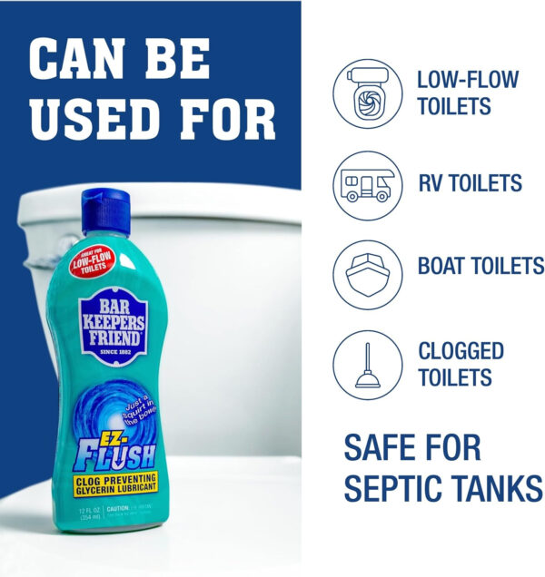 Bar Keepers Friend EZ-Flush Toilet Flushing Aid (2 x 12 oz) Liquid Plumber to Help Prevent Clogged Toilets - Reduces Clogging, Odor & Residue, Ideal for Low-Flow, Boat & RV Toilets, Citrus Fragrance