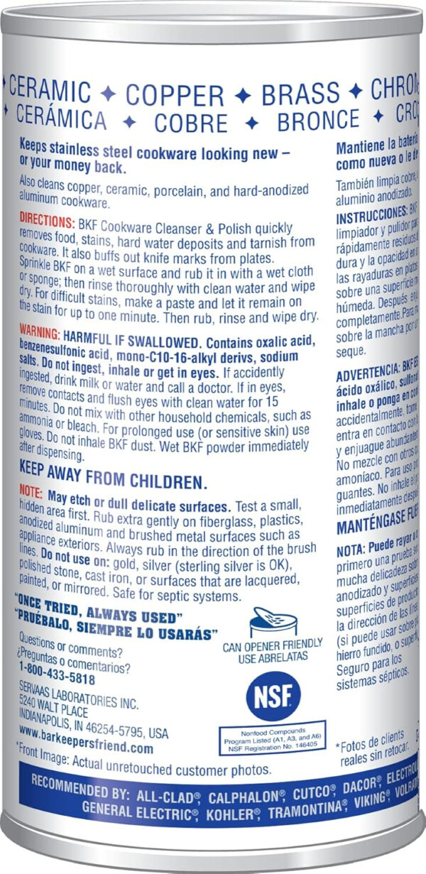Bar Keepers Friend Cookware Cleanser & Polish (2 x 12 oz) Stainless Steel Cleaner & Degreaser for Pots, Pans, Bakeware & Grills - Removes Sticky Residue, Rust Stains & Lime Deposits