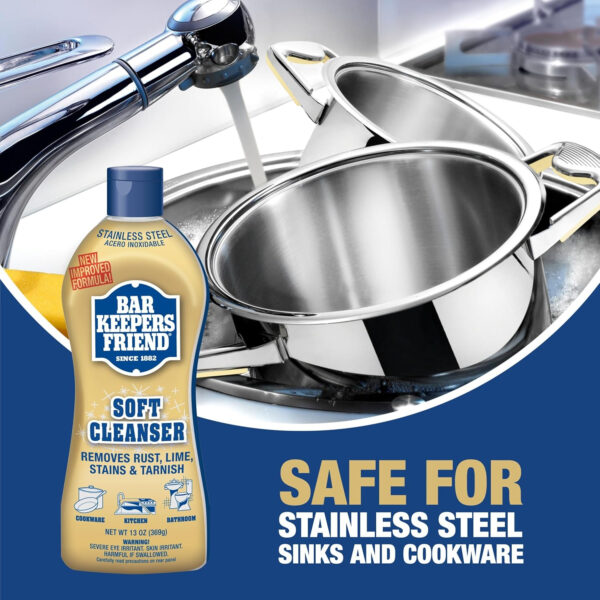 Bar Keepers Friend Soft Cleanser Liquid (2 x 13 Ounce) Multipurpose Cleaner & Rust Stain Remover for Stainless Steel, Porcelain, Ceramic Tile & More