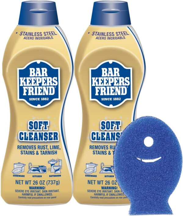 Bar Keepers Friend Soft Cleanser Liquid (2 x 13 Ounce) Multipurpose Cleaner & Rust Stain Remover for Stainless Steel, Porcelain, Ceramic Tile & More