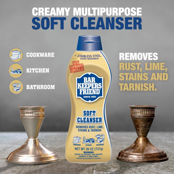 Bar Keepers Friend Soft Cleanser Liquid (2 x 13 Ounce) Multipurpose Cleaner & Rust Stain Remover for Stainless Steel, Porcelain, Ceramic Tile & More