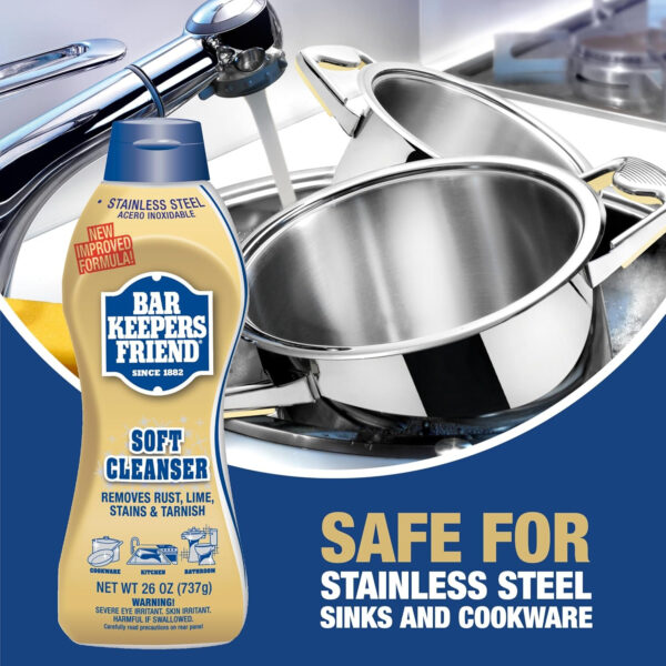 Bar Keepers Friend Soft Cleanser Liquid (2 x 13 Ounce) Multipurpose Cleaner & Rust Stain Remover for Stainless Steel, Porcelain, Ceramic Tile & More