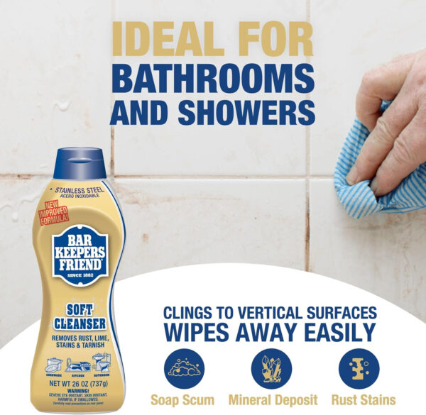 Bar Keepers Friend Soft Cleanser Liquid (2 x 13 Ounce) Multipurpose Cleaner & Rust Stain Remover for Stainless Steel, Porcelain, Ceramic Tile & More