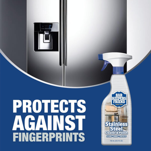 Bar Keepers Friend Stainless Steel Cleaner Spray (25.4 oz) + Microfiber Cloth - Removes Fingerprints and Grime Without Dulling