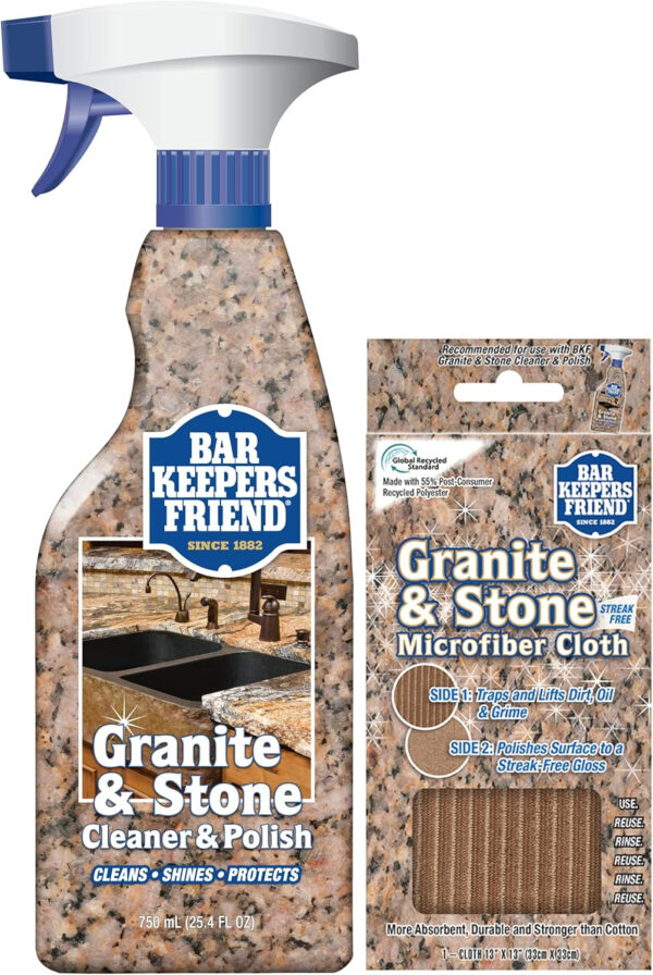 Bar Keepers Friend Stainless Steel Cleaner Spray (25.4 oz) + Microfiber Cloth - Removes Fingerprints and Grime Without Dulling