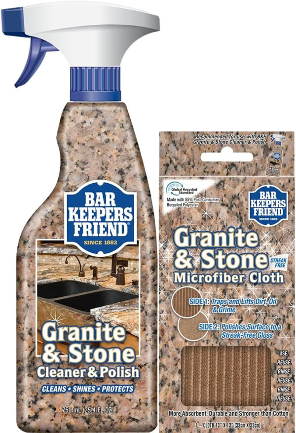 Bar Keepers Friend Stainless Steel Cleaner Spray (25.4 oz) + Microfiber Cloth - Removes Fingerprints and Grime Without Dulling