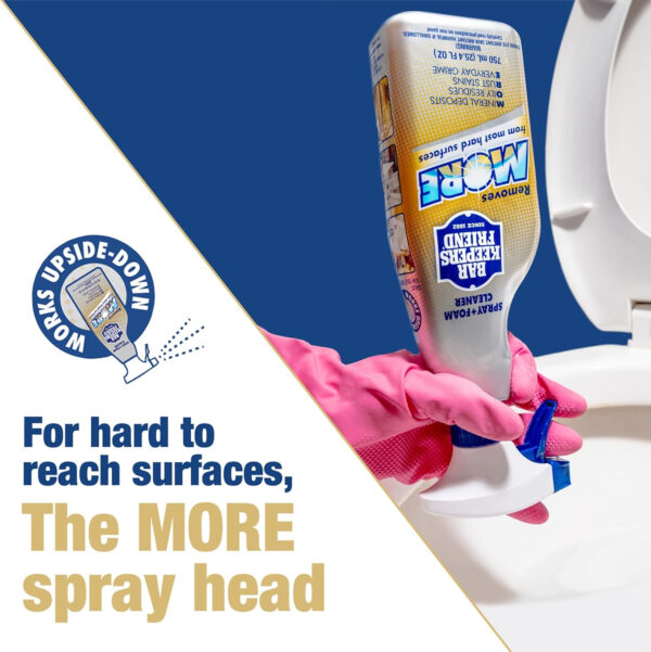 Bar Keepers Friend Soft Cleanser (26 oz) MORE Spray + Foam (25.4 oz) Multipurpose Cleaner Bundle, Stain & Rust Remover for Multi Surface Bathroom, Kitchen & Outdoor Cleaning