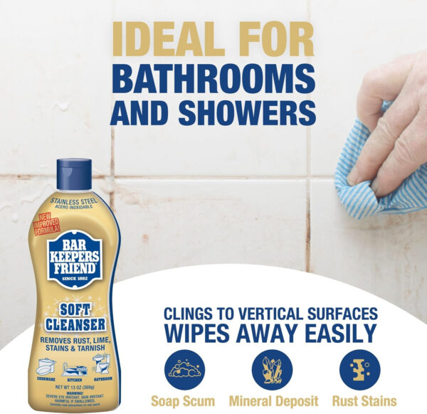 Bar Keepers Friend Soft Cleanser (26 oz) MORE Spray + Foam (25.4 oz) Multipurpose Cleaner Bundle, Stain & Rust Remover for Multi Surface Bathroom, Kitchen & Outdoor Cleaning