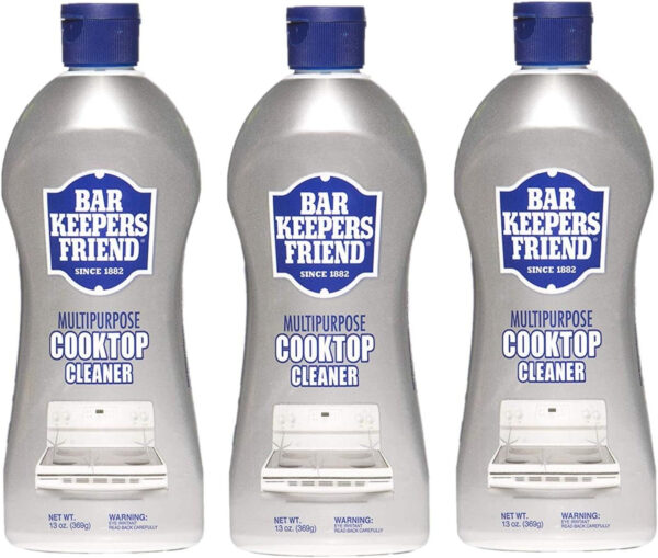 Bar Keepers Friend Cooktop Cleaner (2 x13 oz) Multipurpose Liquid Stovetop Cleanser - Safe for Use on Glass or Ceramic Cooking Surfaces, Copper, Brass, Chrome, and Stainless Steel & Porcelain Sinks