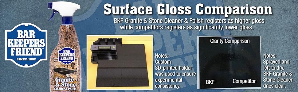 Granite and Stone Cleaner and Polish Surface Gloss Comparison