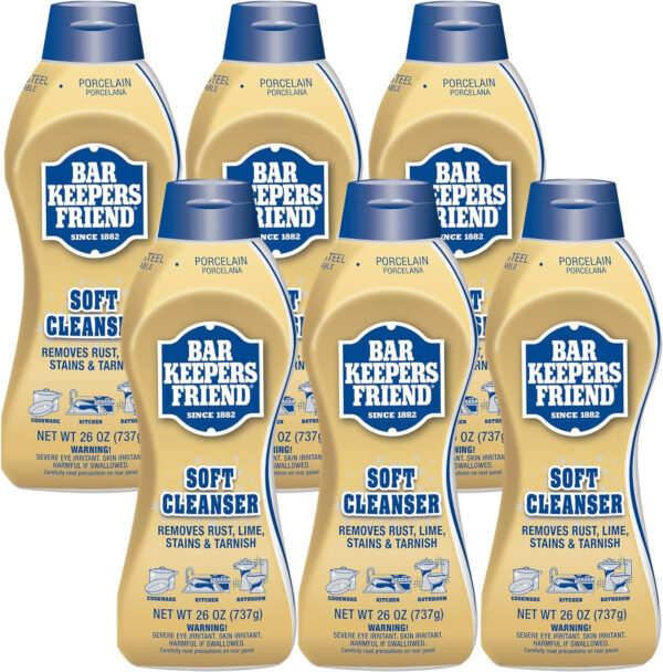 Bar Keepers Friend Soft Cleanser Liquid (26 oz - English/Spanish) - Multipurpose Cleaner & Rust Stain Remover for Stainless Steel, Porcelain, Ceramic Tile, Copper, Brass, and More (2)