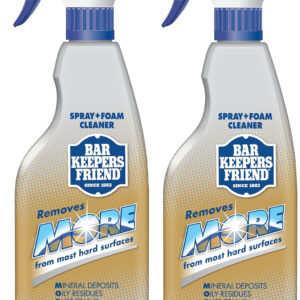 Bar Keepers Friend MORE Spray + Foam Multipurpose Cleaner (2 x 25.4 oz), Stain & Rust Remover for Bathroom, Kitchen & Outdoor Use on Stainless Steel, Aluminum, Brass, Tile, Ceramic, Porcelain & More