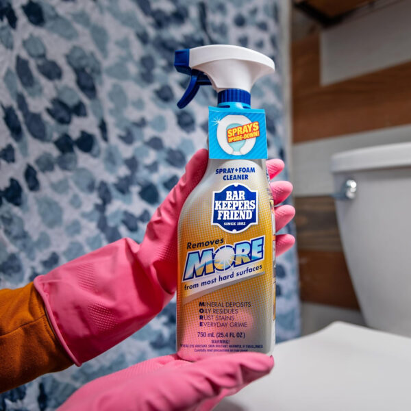 Bar Keepers Friend MORE Spray + Foam Multipurpose Cleaner (2 x 25.4 oz), Stain & Rust Remover for Bathroom, Kitchen & Outdoor Use on Stainless Steel, Aluminum, Brass, Tile, Ceramic, Porcelain & More
