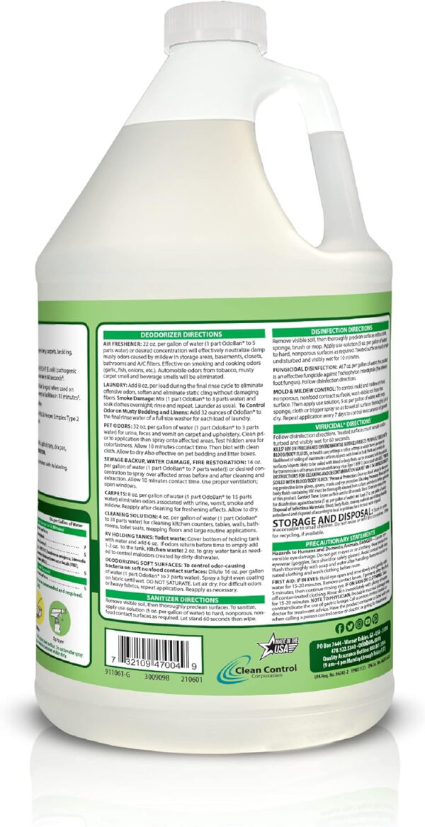 OdoBan Disinfectant Concentrate and Odor Eliminator, 1 Gallon, Fresh Linen Scent