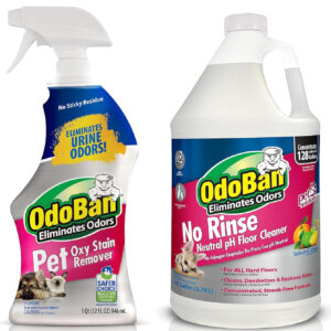 OdoBan Pet Solutions Neutral pH Floor Cleaner Concentrate, 1 Gallon, and Oxy Stain Remover, 32 Ounce Spray