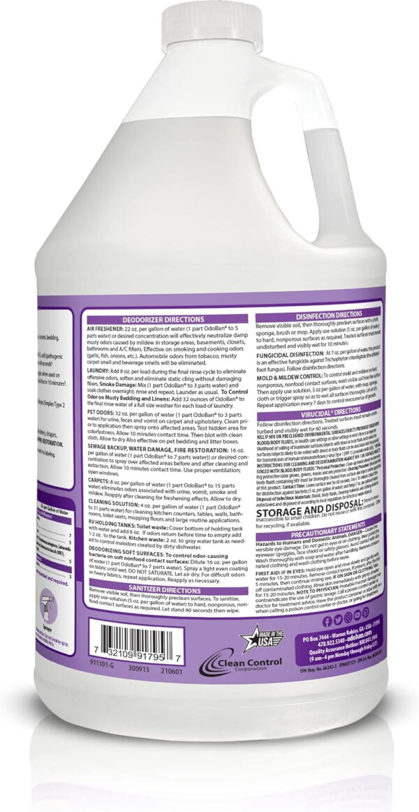 OdoBan Disinfectant Concentrate and Odor Eliminator, 4 Gallons, Lavender Scent