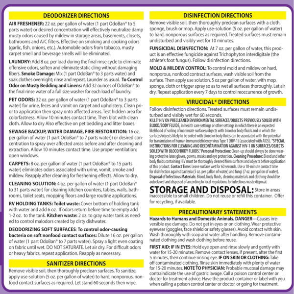 OdoBan Disinfectant Concentrate and Odor Eliminator, 4 Gallons, Lavender Scent