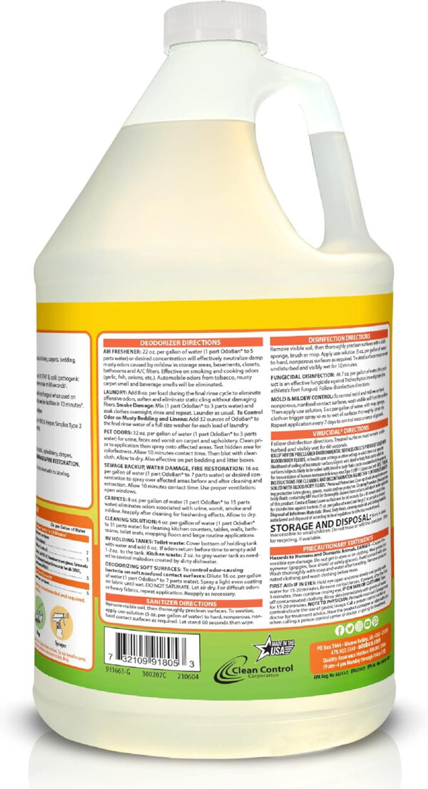 OdoBan Disinfectant Concentrate and Odor Eliminator, 4 Gallons, Lavender Scent