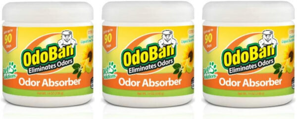 OdoBan Solid Odor Absorber Eliminator for Home and Small Spaces, Fresh Linen Scent, 14 Ounces Each, 3-Pack